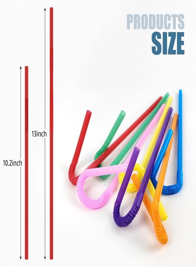 SimautHawk 100 PCS 0.23 inches in Diameter 13inch Extra Long Straws Flexible Plastic, Colorful Disposable Bendy Party Fancy Straws Party Decorations (100, Multicolor) - Image 2